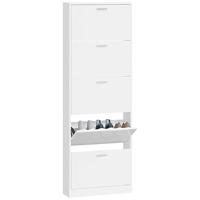 Schoenenkast 59x17x169 cm bewerkt hout hoogglans wit - thumbnail