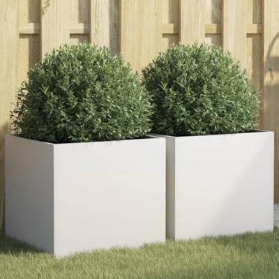 VidaXL Plantenbakken 2 st 42x40x39 cm staal wit VidaXL Plantenbakken 2 st 42x40x39 cm staal wit