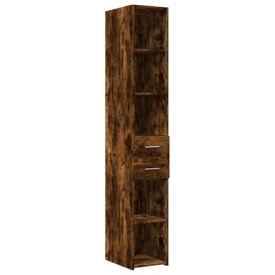 Opbergkast smal 30x42,5x225 cm bewerkt hout gerookt eikenkleur