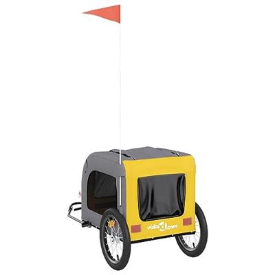 VidaXL Hondenfietstrailer oxford stof en ijzer geel en grijs