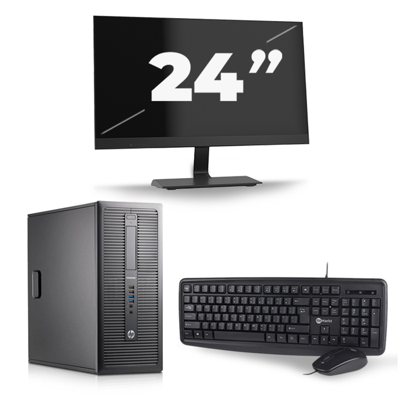 HP EliteDesk 800 G1 Tower - Intel Core i5-4e Generatie - 8GB RAM - 256GB SSD - Windows 10 + 1x 24 inch Monitor