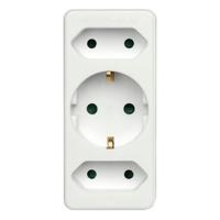 Hama Stopcontactadapter 3-voudig 1x Geaard Stopcontact 2x Euro Wit - thumbnail