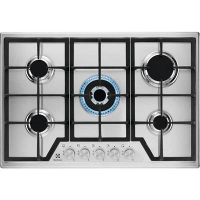 ELECTROLUX KGS7536SX - inbouw gaskookplaat - 5 branders - L 75 x D52cm - RVS - Gietijzeren roosters