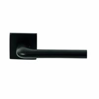 Hardbrass Deurkruk Samos op vierkant rozet 4mm dun - zwart - thumbnail