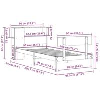 Bed met boekenkast zonder matras grenenhout wit 90x200 cm - thumbnail