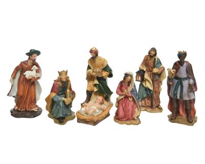 Kerstgroep poly 7 figuur h15 cm mlt Decoris - Decoris