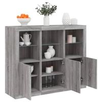 Dressoirs met LED-verlichting 3 st bewerkt hout grijs sonoma - thumbnail