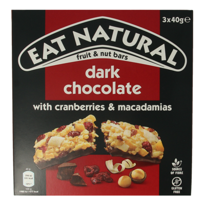 Pure chocolate cranberry macadamia 3 x 40 gram 120 Gram