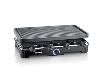 Raclettemachine - SEVERIN - RG9670 - 8 personen - Grote kookplaat met antiaanbaklaag 41,7 x 26,3 cm - 1400 W - Zwart - thumbnail