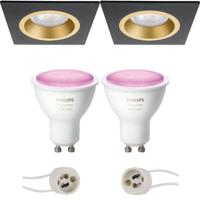 Philips Hue LED Inbouwspot Set Mat Zwart/Goud 93mm GU10 Bluetooth - thumbnail