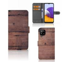 Samsung Galaxy A22 4G | M22 | Book Style Case | Old Wood - thumbnail