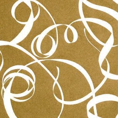 Cadeaupapier - Geschenkpapier - White ribbon on gold 70 cm