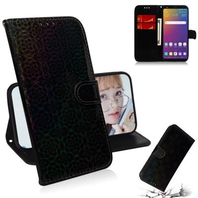 Voor LG Stylo 5 effen kleur kleurrijke magnetische Buckle horizontale Flip PU lederen draagtas met houder & kaartsleuven & portemonnee & Lanyard (zwar