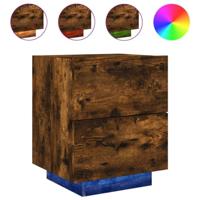 Nachtkastjes met LED 2 st bewerkt hout gerookt eikenkleurig - thumbnail