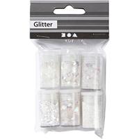 Creotime metallic glitter wit 6 x 5 gram - thumbnail