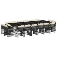 17-delige Tuinset met kussens poly rattan zwart - thumbnail