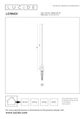 Lucide LORNEX - Tuinspot - Ø 4,9 cm - LED - 1x6W 3000K - IP54 - Zwart