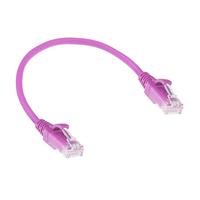 ACT Roze 0,15 meter LSZH U/UTP CAT6 datacenter slimline patchkabel snagless met RJ45 connectoren - thumbnail