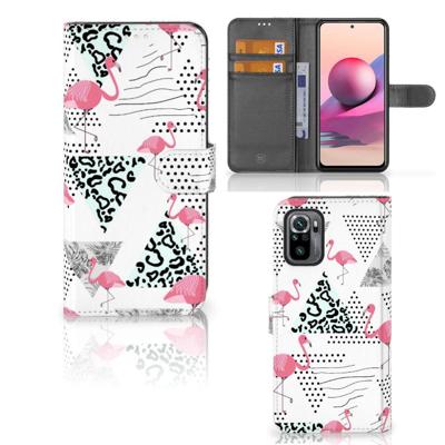 Xiaomi Redmi Note 10S | 10 4G | Poco M5s | Telefoonhoesje | Met pasjeshouder | Flamingo Triangle