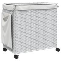 Wasmand op wielen 60x35x60,5 cm rattan wit - thumbnail