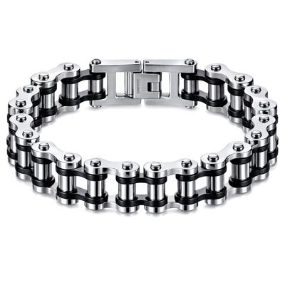 Heren armband Edelstaal Biker Chain Silver Black