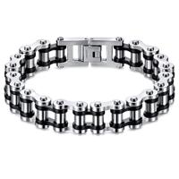 Heren armband Edelstaal Biker Chain Silver Black - thumbnail