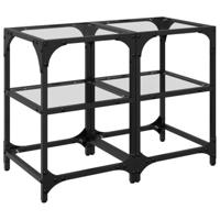 Salontafels 2 st met transparant glazen blad 30x30x45 cm staal - thumbnail