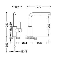 Top Keukenkraan MAX-TRES uittrekbaar 162437 Tres - thumbnail