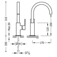 Cuadro Wastafelmengkraan uitloop 22x22 mm 106606 Tres - thumbnail
