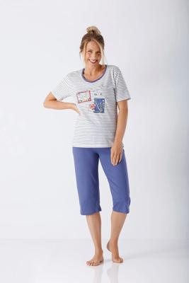 Hajo dames zomerpyjama blauw en strepen