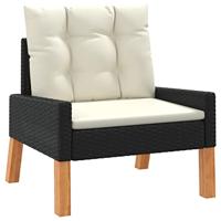 4-delige Loungeset met kussens poly rattan en massief hout - thumbnail