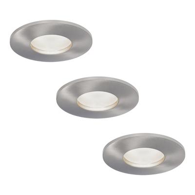 Set van 3 Vegas - LED platte inbouwspots met lage inbouwdiepte 60mm - 3,8 Watt 270 Lumen - 6000K Daglicht wit - GU10 LED Module - Dimbaar - Rond - IP44 voor badkamer, buiten en binnen - RVS