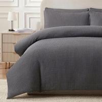Waffle Bliss Dekbedovertrek Antraciet - Luxe, Comfort en Tijdloze Stijl-2-persoons (200 x 200/220 cm) - thumbnail
