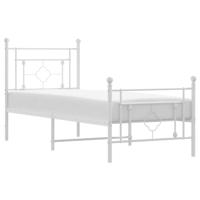 Bedframe met hoofd- en voeteneinde metaal wit 100x190 cm - thumbnail