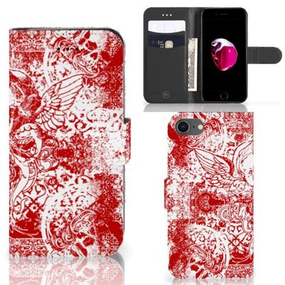 Telefoonhoesje met Naam iPhone 7 | 8 | SE (2020) | SE (2022) Angel Skull Rood