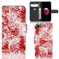 Telefoonhoesje met Naam iPhone 7 | 8 | SE (2020) | SE (2022) Angel Skull Rood - thumbnail