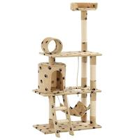 VidaXL Kattenkrabpaal met sisal krabpalen 140 cm pootafdrukken beige - thumbnail