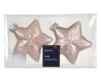 Decoris kersthangers glas ster 2st poederroze - thumbnail