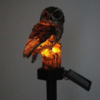 Zonne-energie aangedreven Owl vorm LED nachtlampje tuin gazon lamp (bruin) - thumbnail