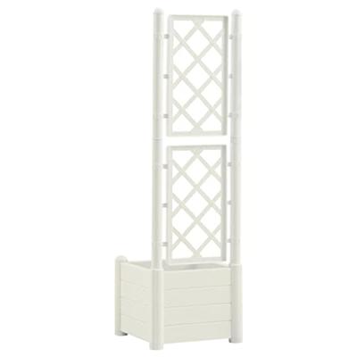 Plantenbak met latwerk 43x43x142 cm PP wit