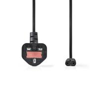 Nedis Type G / IEC-320-C7 UK stroomkabel ongeaard 2,0m zwart - thumbnail