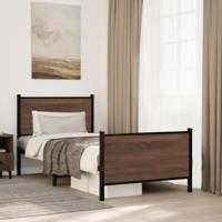 Bedframe zonder matras metaal bruin eikenkleurig 90x190 cm - thumbnail