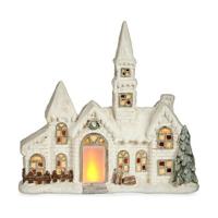 Decoratieve figuren Kerstmis LED Licht Huis 11 x 47,5 x 49 cm Wit Polyresin - thumbnail