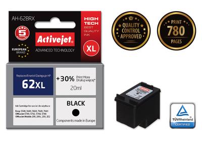 Activejet AH-62BRX inkt (vervanging HP 62XL C2P05AE; Premium; 20 ml; zwart)