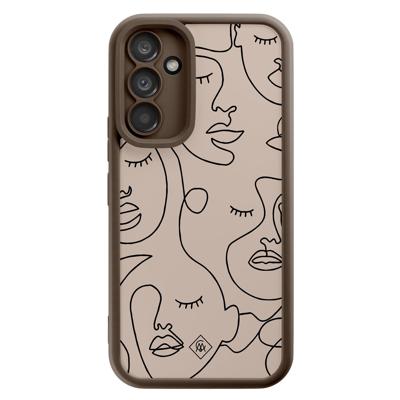 Samsung Galaxy A34 bruine case - Abstract faces