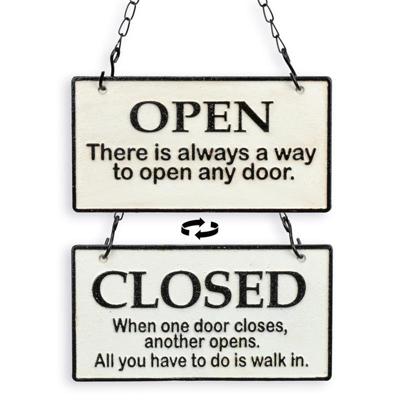 Gietijzeren tweezijdige "open & gesloten" plaquette