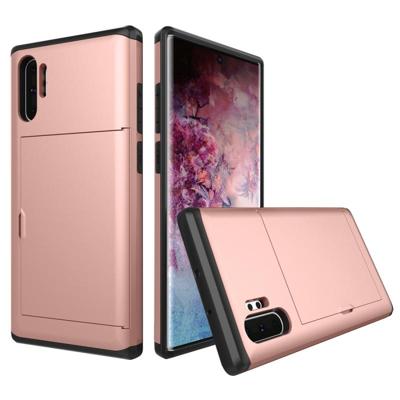 Schokbestendig robuuste Armor beschermende case met kaartsleuf voor Galaxy Note 10 Pro (Rose Gold)
