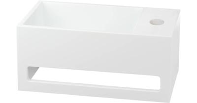 Saqu Tenno fontein rechts 35x20cm met handdoekhouder mat wit
