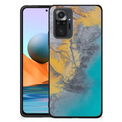Xiaomi Redmi Note 10 Pro Marmeren Print Telefoonhoesje Marble Blue Gold