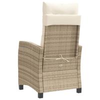 Tuinstoelen 2 st verstelbaar met kussens poly rattan beige - thumbnail